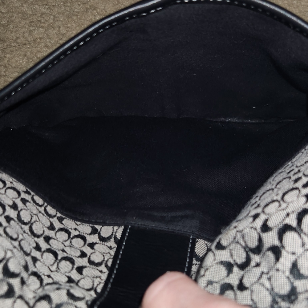 VINTAGE COACH 6376 buckle Women's Signature Crossbody Bag Black Gray Jacquard - Picture 10 of 16